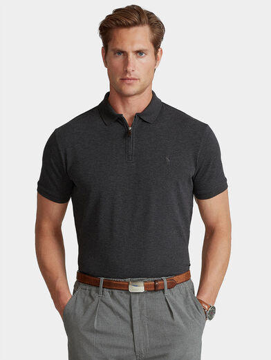 Grey polo-shirt with zip - 1