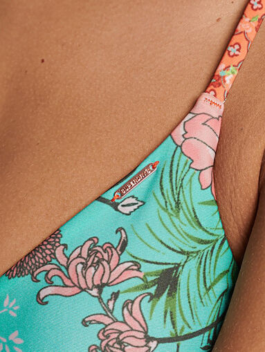 Bikini top in turquoise color with print - 5