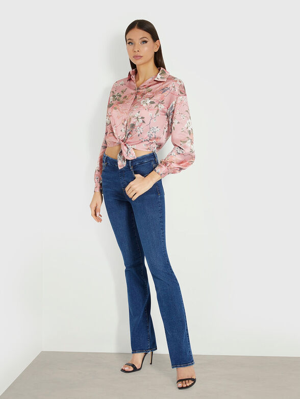 Shirt with floral print and ribbon - 2