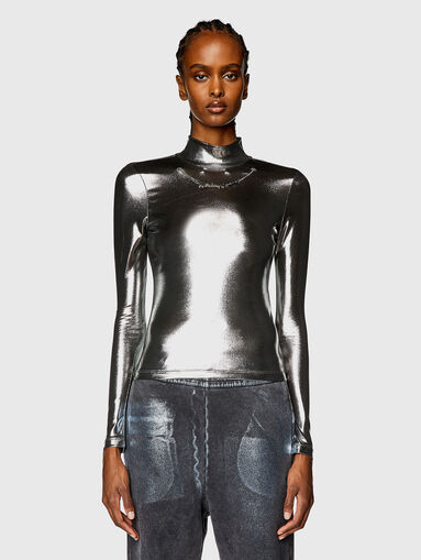 Blouse with metallic effect and accent chain - 5