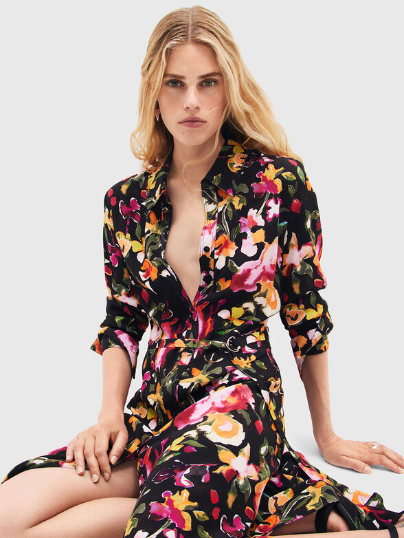 Dress with floral print and belt - 6