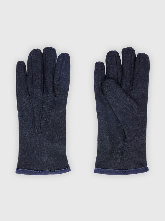 Navy wool gloves - 1