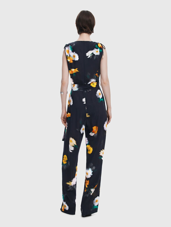Jumpsuit with floral print and waist belt - 2