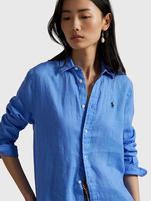 Linen shirt with logo embroidery - 4