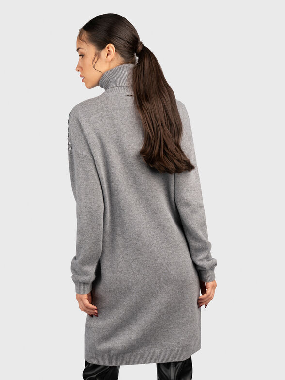 Black dress with sequins and polo collar - 2