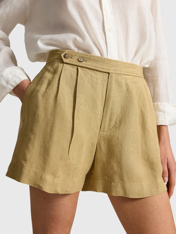 Beige linen shorts - 3