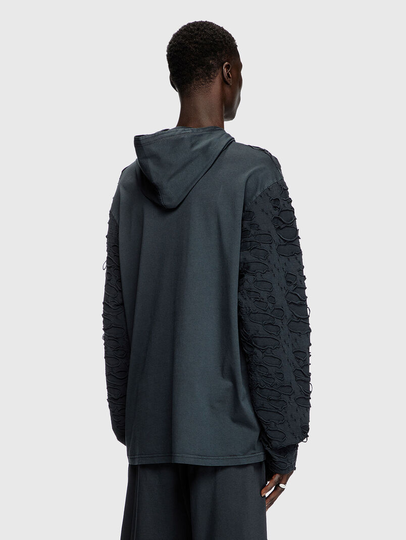 T-CRANE black sweatshirt with accent rips - 3
