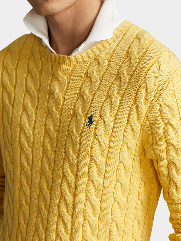 Cotton sweater in yellow color - 3