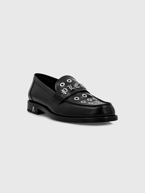 Leather loafers with metal eyelets - 2