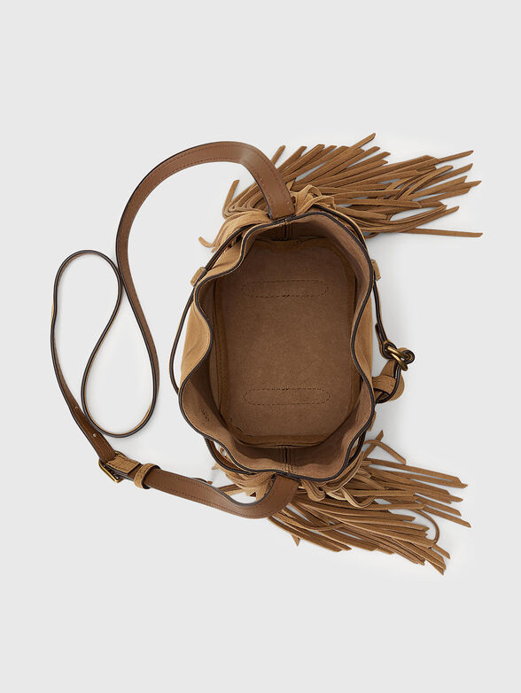 Leather bucket bag with fringe - 4