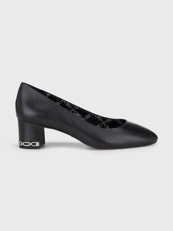 JUNE black leather heeled shoes - 1