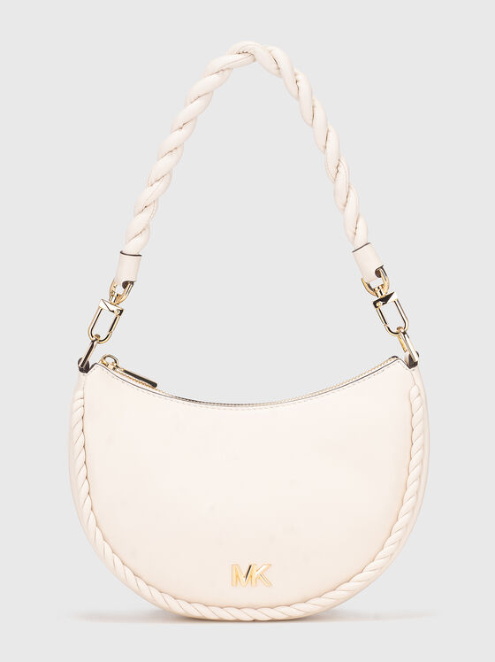 Чанта от естествена кожа и златисти детайли - 1