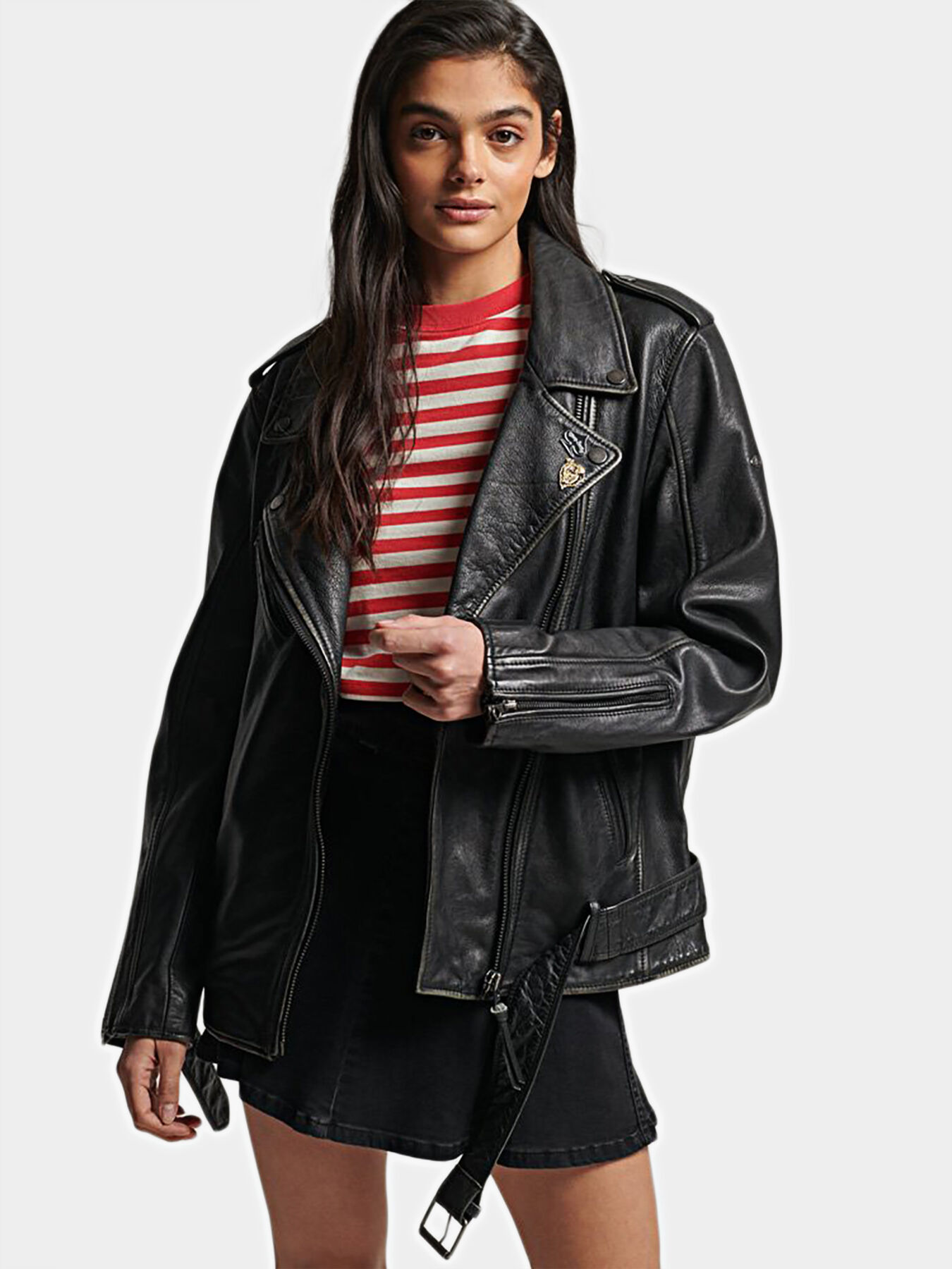 Superdry black biker jacket best sale