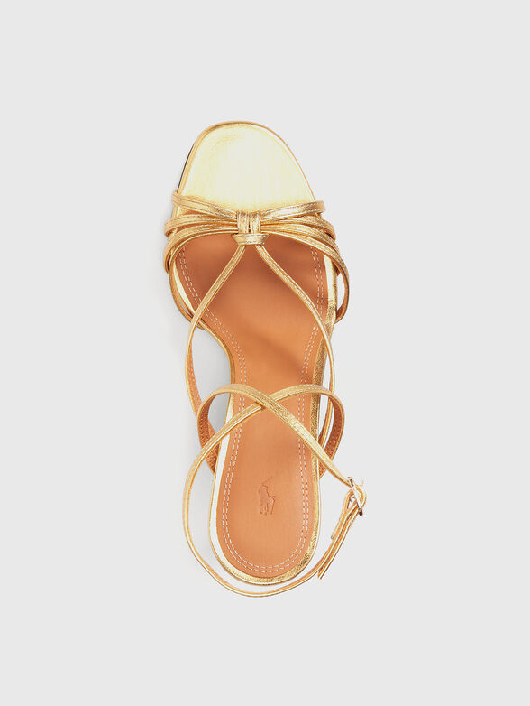 Leather gold heeled sandals - 4