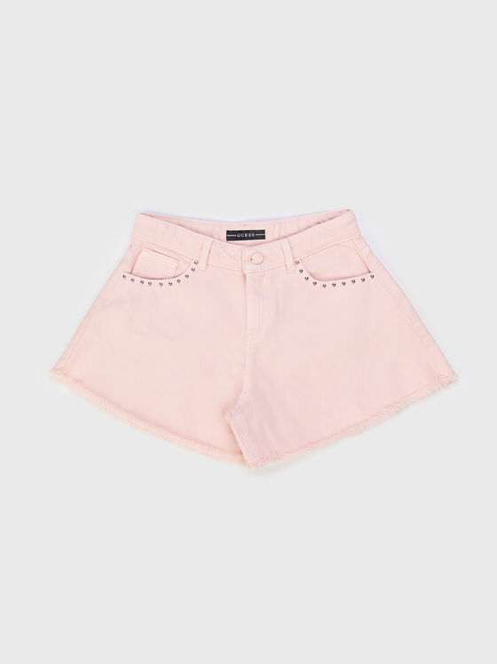Дънкови къси панталони в розово  - 1