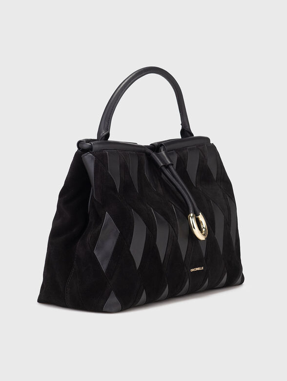 Leather and suede bag with logo - 4