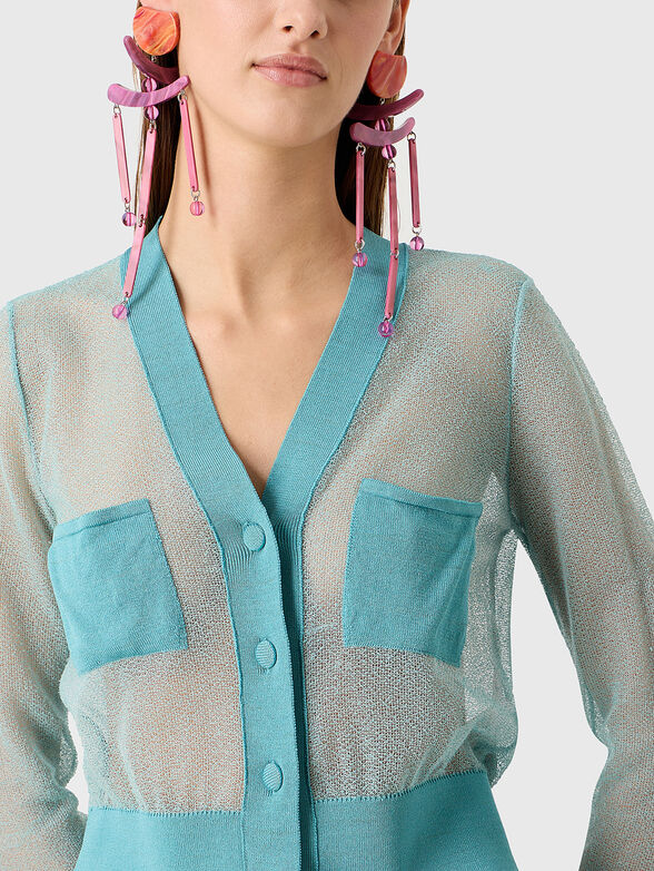Cardigan with buttons and translucent effect  - 4
