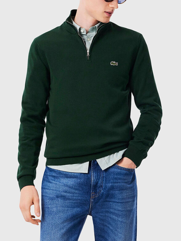 Zipped high neck cotton sweater - 1