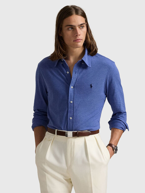 Cotton shirt with embroidered logo - 1