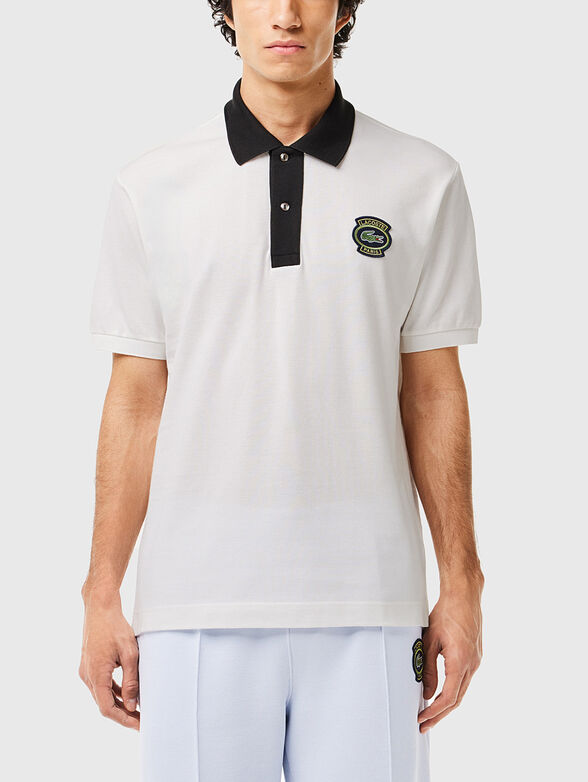 Navy polo shirt with contrast collar - 1