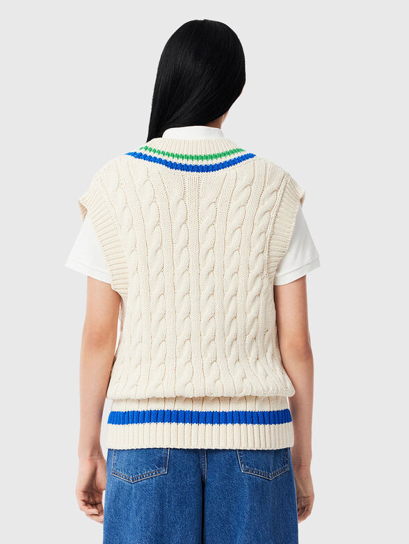 Knitted cotton vest with V-neck - 3