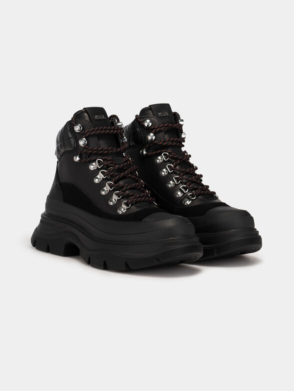 LUNA black ankle boots with ties - 2