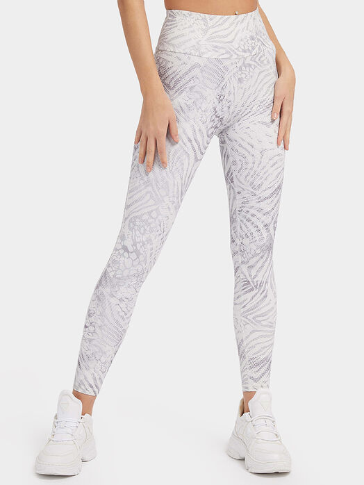 CARMEL leggings in white color with grey print