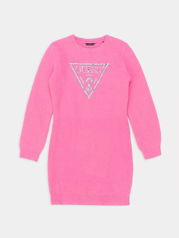 Black knit dress with logo detail - 1