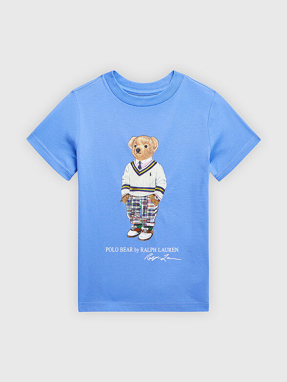 Blue cotton T-shirt with Polo Bear print - 1