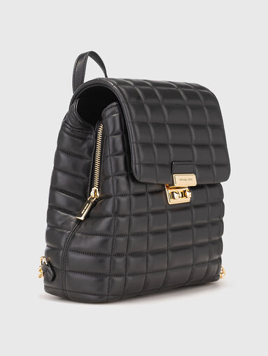 Leather backpack with quilted effect - 3