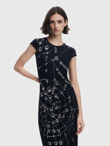 Maxi dress with oval neckline and print - 3