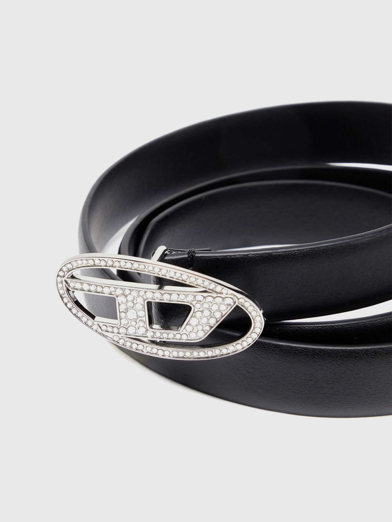 OVAL D LOGO B-1DR STRASS leather belt brand DIESEL