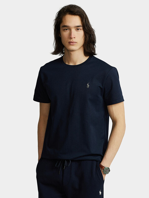 Dark blue T-shirt with logo embroidery - 1