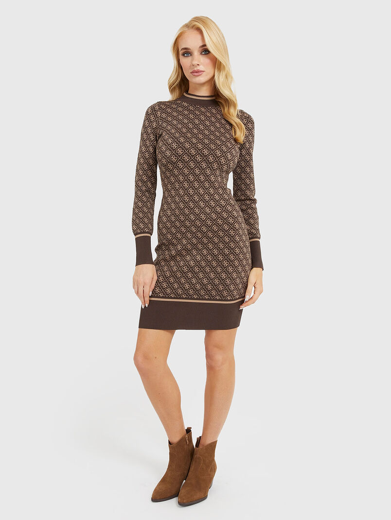Knit dress with monogram logo detail - 3