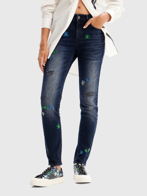 Embroidery skinny jeans - 1