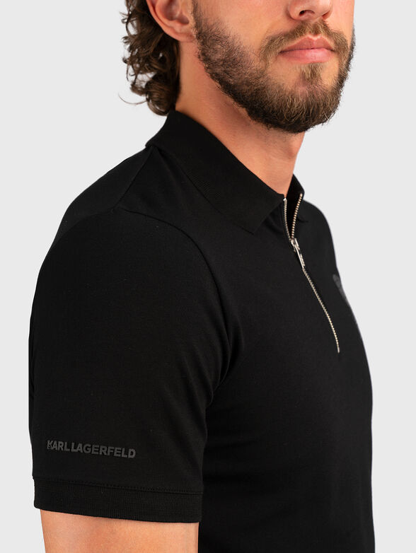 Polo shirt in black with logo print  - 3