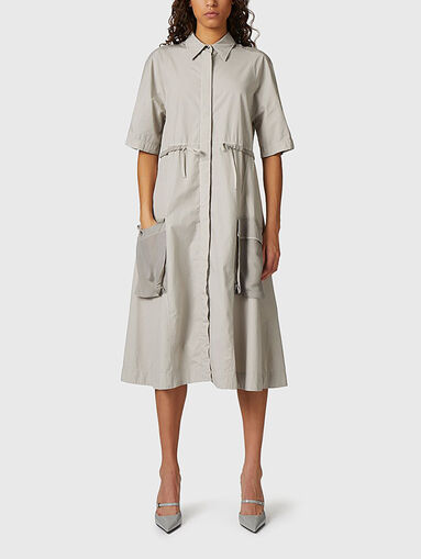 Cotton blend dress with accent pockets  - 5