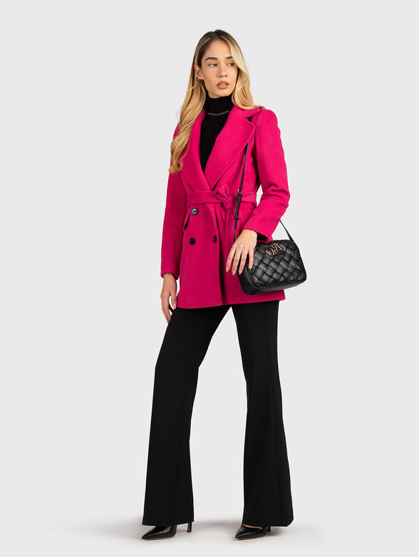 Pink coat with faux fur detail - 2