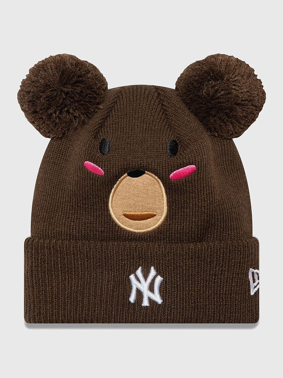 Brown knitted hat with pom pom - 1