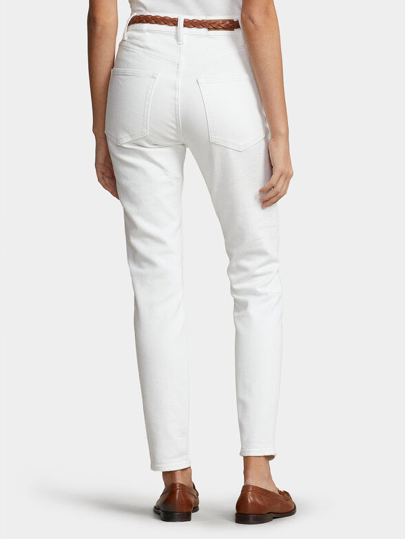 High-waisted white jeans - 3