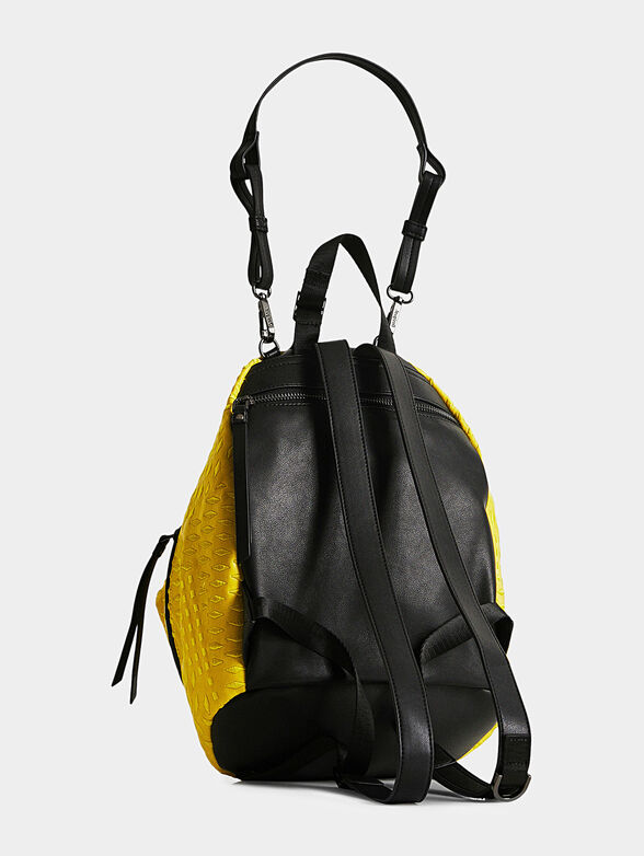 Backpack in bright yellow color with logo patch - 3