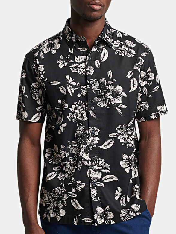 Black shirt with Hawaiian motifs - 1