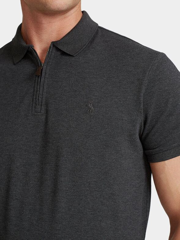 Grey polo-shirt with zip - 3