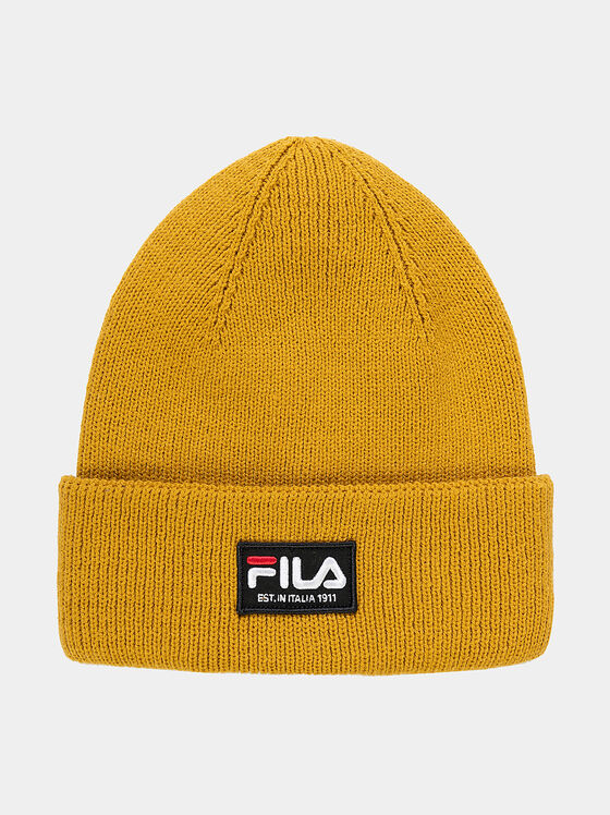 Унисекс шапка в жълто с лого патч - 1