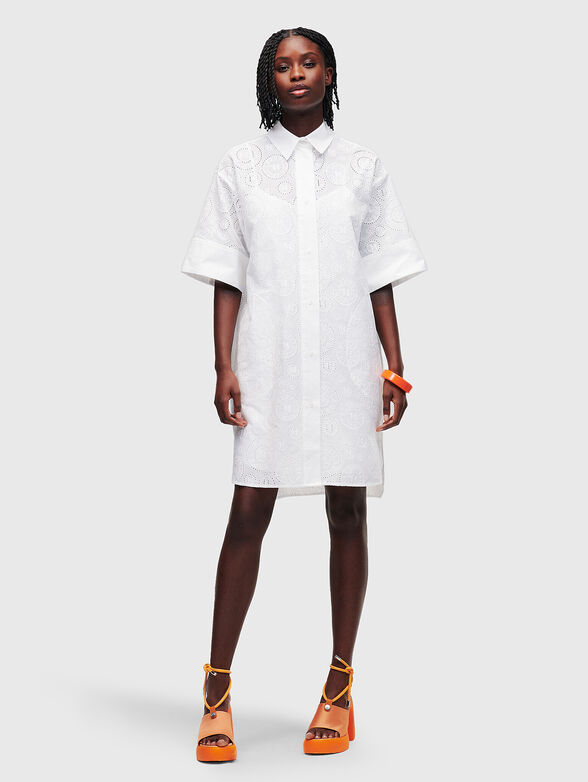 Black shirt dress with English embroidery - 1