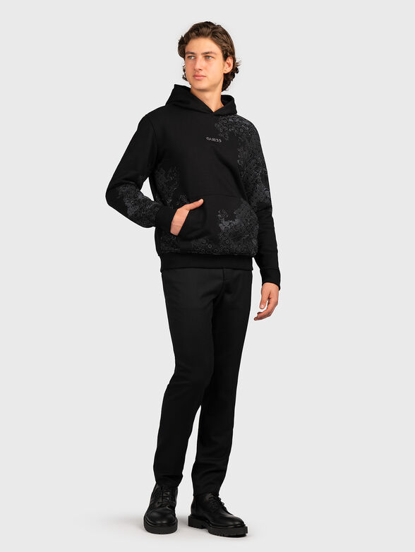 Black sweatshirt with print and logo embroidery - 2