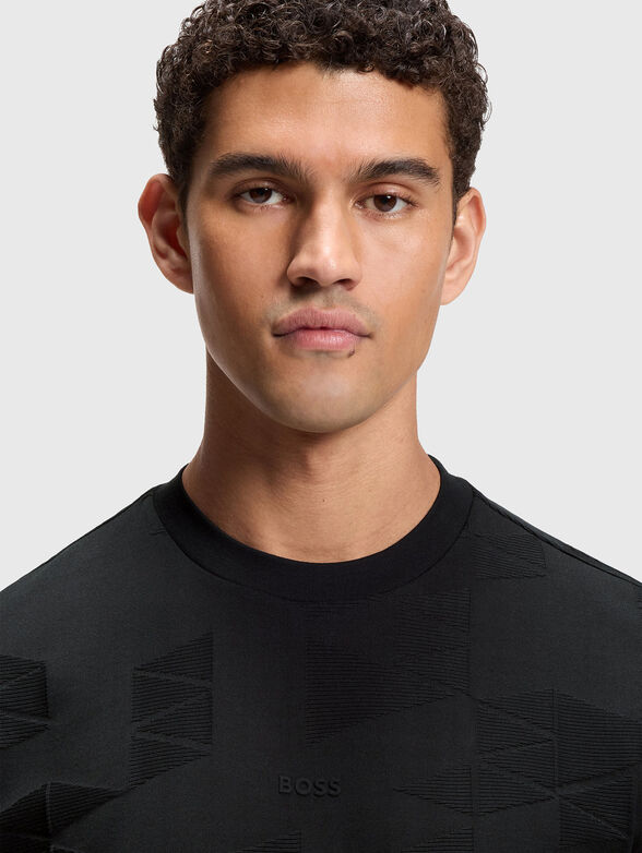 Cotton T-shirt with textured pattern - 4