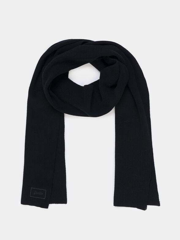 Black scarf with logo detail - 1