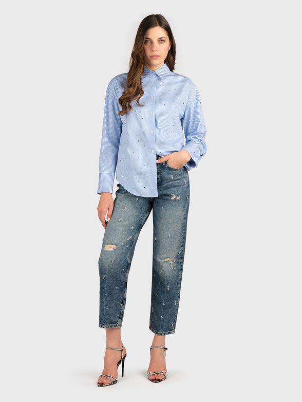 Cotton shirt with rhinestones - 1