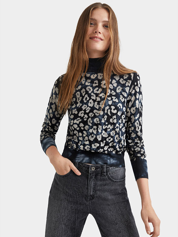 Blue sweather with animal print - 3